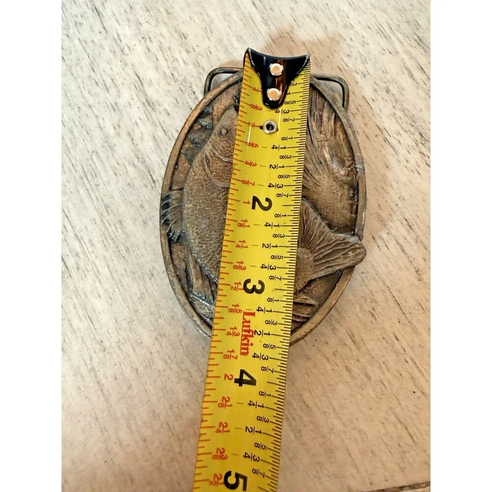 Vintage 1977 Bergamot Brass Works Bass Fish Fishing Pole 3D Belt Buckle X-144